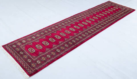 Bokhara Red Runner Hand Knotted 28 X 100 Area Rug 700-148115 Image 2