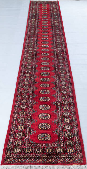 Bokhara Red Runner Hand Knotted 27 X 1310 Area Rug 700-148116 Image 1