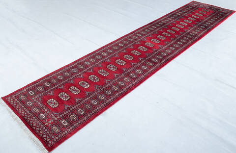 Bokhara Red Runner Hand Knotted 27 X 1111 Area Rug 700-148117 Image 2
