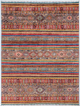 Chobi Multicolor Hand Knotted 5'10" X 7'8"  Area Rug 700-148123