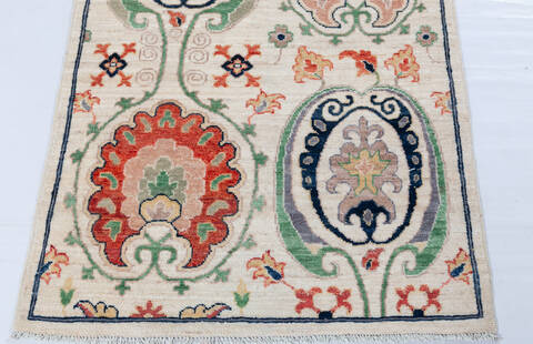 Chobi White Runner Hand Knotted 28 X 710 Area Rug 700-148125 Image 3