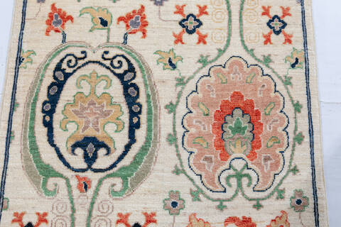 Chobi White Runner Hand Knotted 28 X 710 Area Rug 700-148125 Image 4