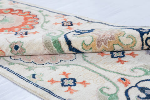 Chobi White Runner Hand Knotted 28 X 710 Area Rug 700-148125 Image 5