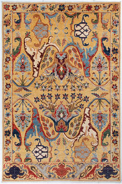 Afghan Chobi Yellow Rectangle 6x9 ft Wool Carpet 148126