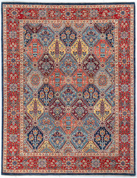 Afghan Chobi Blue Rectangle 8x10 ft Wool Carpet 148128
