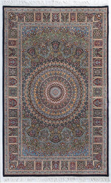 Pak-Persian Black Hand Knotted 5'1" X 8'0"  Area Rug 700-148129