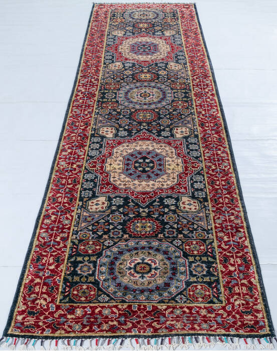 Chobi Black Runner Hand Knotted 210 X 99 Area Rug 700-148133 Image 1
