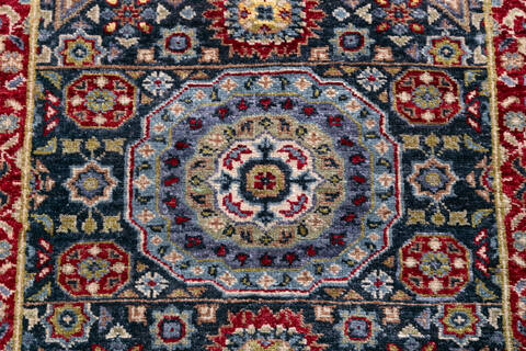Chobi Black Runner Hand Knotted 210 X 99 Area Rug 700-148133 Image 4