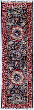 Chobi Black Runner Hand Knotted 2'10" X 9'9"  Area Rug 700-148133