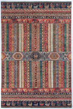 Chobi Multicolor Hand Knotted 6'0" X 9'0"  Area Rug 700-148134