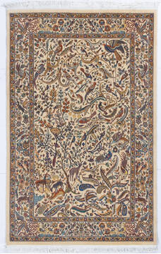 Pakistani Pak-Persian Beige Rectangle 4x6 ft Wool Carpet 148135