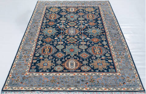 Chobi Blue Hand Knotted 62 X 90 Area Rug 700-148136 Image 1