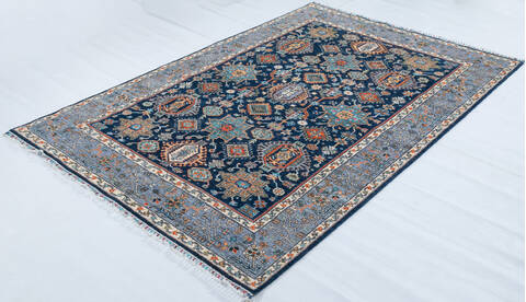 Chobi Blue Hand Knotted 62 X 90 Area Rug 700-148136 Image 2