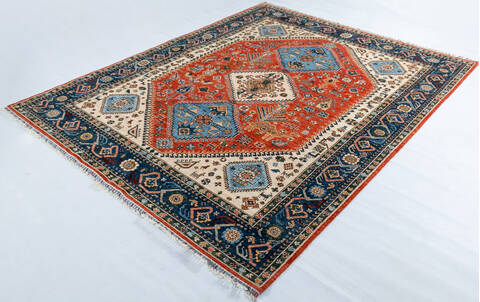 Chobi Orange Hand Knotted 83 X 100 Area Rug 700-148138 Image 2