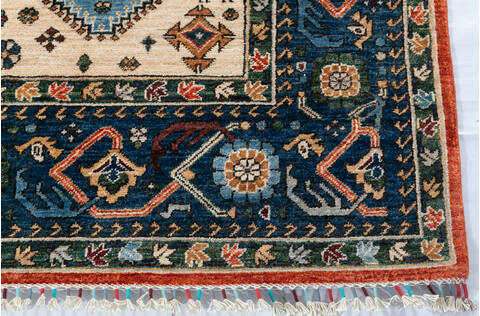 Chobi Orange Hand Knotted 83 X 100 Area Rug 700-148138 Image 5