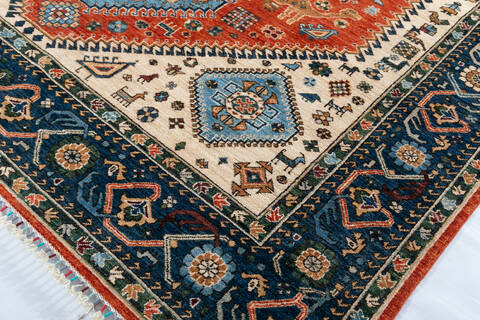 Chobi Orange Hand Knotted 83 X 100 Area Rug 700-148138 Image 6