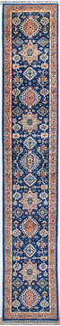 Chobi Blue Runner Hand Knotted 2'7" X 14'9"  Area Rug 700-148139