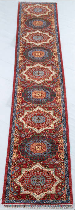 Chobi Red Runner Hand Knotted 28 X 1410 Area Rug 700-148140 Image 1