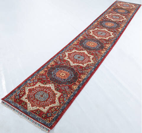 Chobi Red Runner Hand Knotted 28 X 1410 Area Rug 700-148140 Image 2