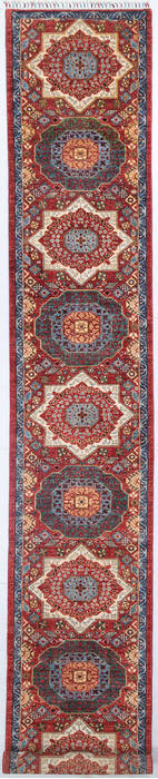 Chobi Red Runner Hand Knotted 28 X 1410 Area Rug 700-148140 Image 0