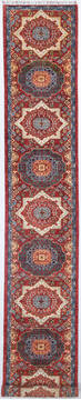 Chobi Red Runner Hand Knotted 2'8" X 14'10"  Area Rug 700-148140