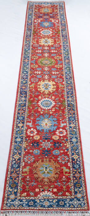 Chobi Red Runner Hand Knotted 28 X 160 Area Rug 700-148141 Image 1
