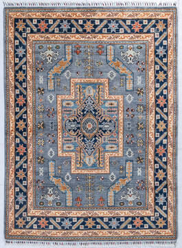 Afghan Chobi Light Gray Rectangle 5x7 ft Wool Carpet 148142