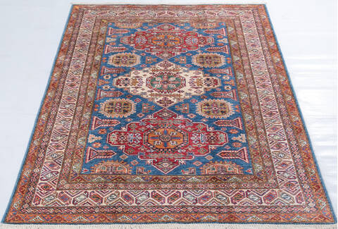 Kazak Light Blue Hand Knotted 411 X 69 Area Rug 700-148146 Image 1