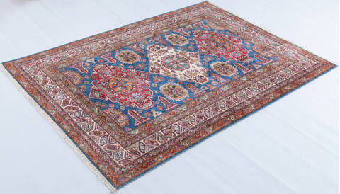 Kazak Light Blue Hand Knotted 411 X 69 Area Rug 700-148146 Image 2