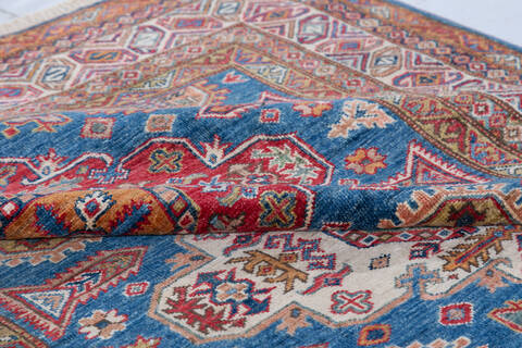 Kazak Light Blue Hand Knotted 411 X 69 Area Rug 700-148146 Image 5