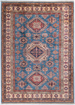 Afghan Kazak Light Blue Rectangle 5x8 ft Wool Carpet 148147