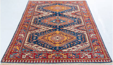 Kazak Blue Hand Knotted 49 X 66 Area Rug 700-148148 Image 1