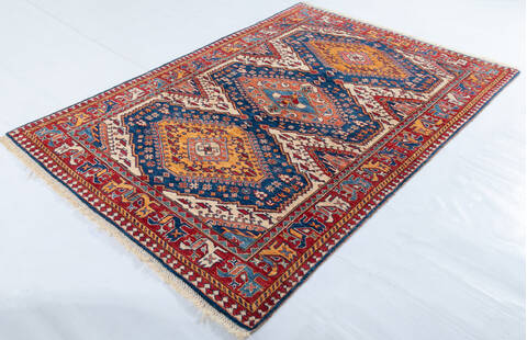 Kazak Blue Hand Knotted 49 X 66 Area Rug 700-148148 Image 2