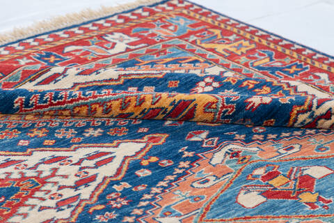 Kazak Blue Hand Knotted 49 X 66 Area Rug 700-148148 Image 6