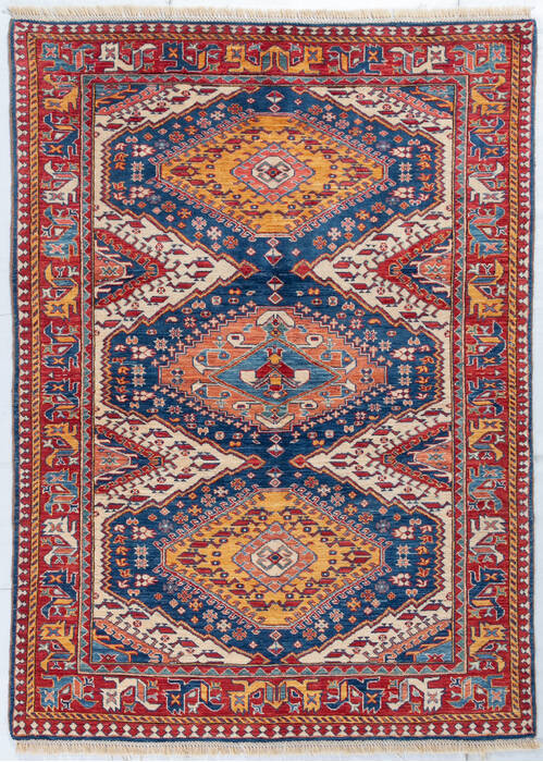 Kazak Blue Hand Knotted 49 X 66 Area Rug 700-148148 Image 0
