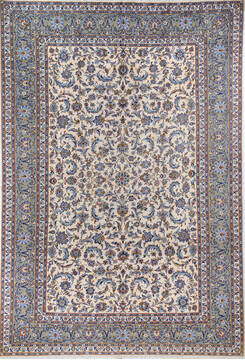 Kashan Beige Hand Knotted 10'0" X 14'8"  Area Rug 700-148150