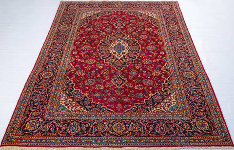 Kashan Red Hand Knotted 67 X 99 Area Rug 700-148151 Image 1