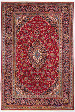Kashan Red Hand Knotted 6'7" X 9'9"  Area Rug 700-148151