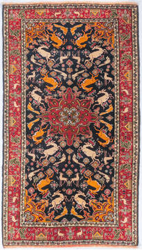 Persian Ferahan Black Rectangle 4x6 ft Wool Carpet 148152