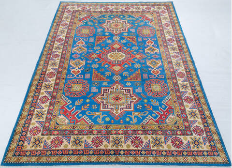 Kazak Light Blue Hand Knotted 67 X 96 Area Rug 700-148159 Image 1