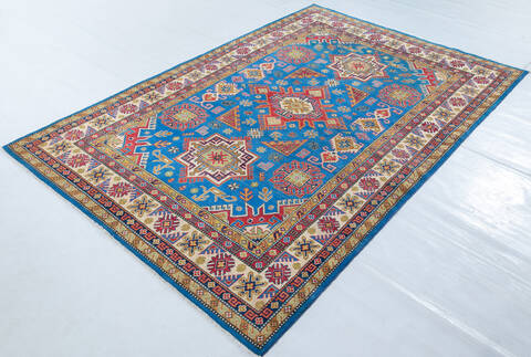 Kazak Light Blue Hand Knotted 67 X 96 Area Rug 700-148159 Image 2