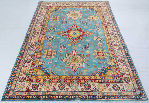 Kazak Light Blue Hand Knotted 65 X 99 Area Rug 700-148160 Image 1