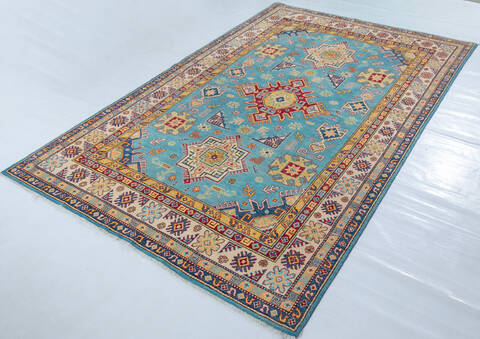 Kazak Light Blue Hand Knotted 65 X 99 Area Rug 700-148160 Image 2