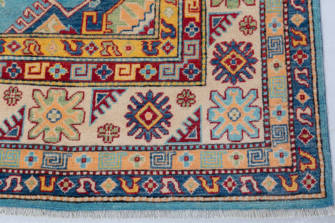 Kazak Light Blue Hand Knotted 65 X 99 Area Rug 700-148160 Image 4