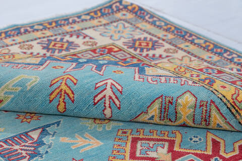 Kazak Light Blue Hand Knotted 65 X 99 Area Rug 700-148160 Image 5