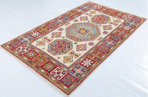 Kazak Beige Hand Knotted 40 X 63 Area Rug 700-148168 Image 2