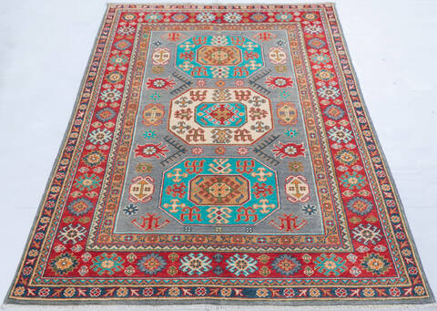 Kazak Grey Hand Knotted 40 X 510 Area Rug 700-148170 Image 1