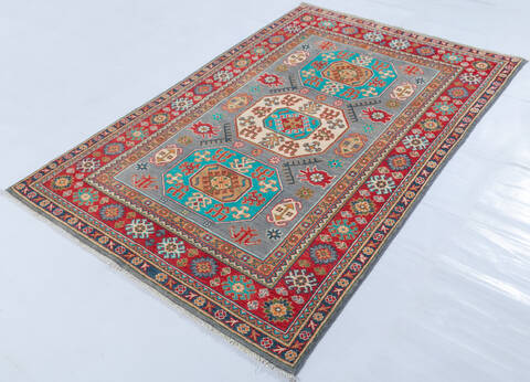 Kazak Grey Hand Knotted 40 X 510 Area Rug 700-148170 Image 2