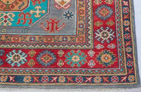 Kazak Grey Hand Knotted 40 X 510 Area Rug 700-148170 Image 4