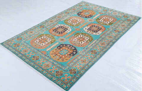 Kazak Green Hand Knotted 40 X 60 Area Rug 700-148173 Image 2